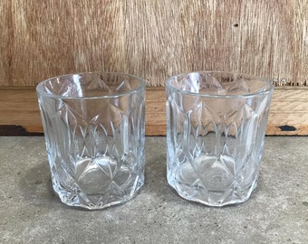 2 Crown Royal Whiskey Drinking Glasses Grooved Base Old Fashioned Glass