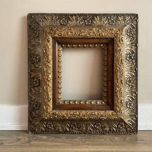 Antiker vergoldeter Gesso-Holzrahmen aus dem 19.Jh. - Verzierter Barock-Rokoko-Bilderrahmen - Großer goldener Wandspiegel-Kunstrahmen
