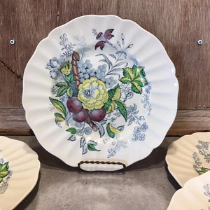 ROYAL DOULTON The Kirkwood Dinner plate, Bone China, England, Vintage, dinnerware, vintage, fruit basket, floral