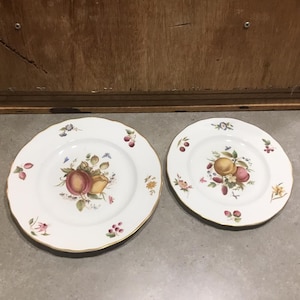 2 piatti vintage Delecta di ROYAL WORCESTER, realizzati in Inghilterra, bone China, design Fruits