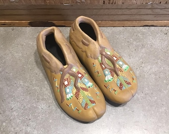 Vintage Southwestern Clay Moccasins Figurines Hand Painted Shoes Ornaments