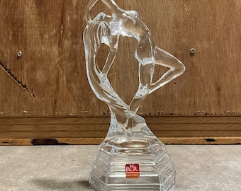 Vintage RCR Royal Crystal Rock Dancer "Ofelia" Figurine, 24% Lead Crystal Ballet Statue, Made in Italy Art Deco Glass Sculpture