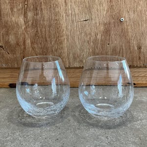 Crackle Glass Balloon Glasses: Ice Cracked Whiskey Juice Glasses