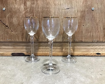 Vintage Etched Crystal Liqueur Glasses - Set of 3 Fluted Cordials