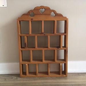 Cubby Wall Curio with Heart Style 18 Cubbies Hanging Cubby Shelf Primitive Shadow Box