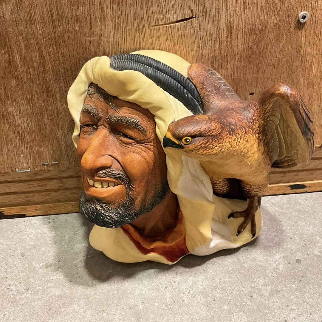 Vintage BOSSONS CONGLETON Chalkware Wall Mask: Man With Desert Hawk - Etsy