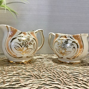 Conjunto vintage de 2 tigelas de creme e açucareiro Gibsons fabricados na Inglaterra