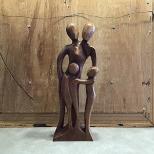 Carved Wood Sculpture &quot;Family Scene&quot;