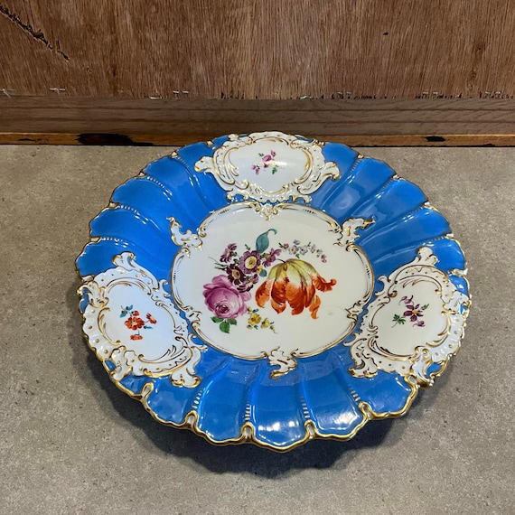 Meissen Porcelain Plate: Blue, White, Gold Floral Cabinet Bowl - Etsy
