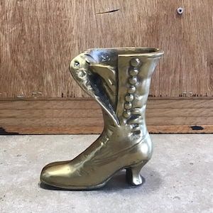 Vintage Brass Victorian Ladies Boot, Victorian Boot, Brass Collectibles, Brass Boot Vase, Vintage Brass Vase, Victorian Brass Boot,
