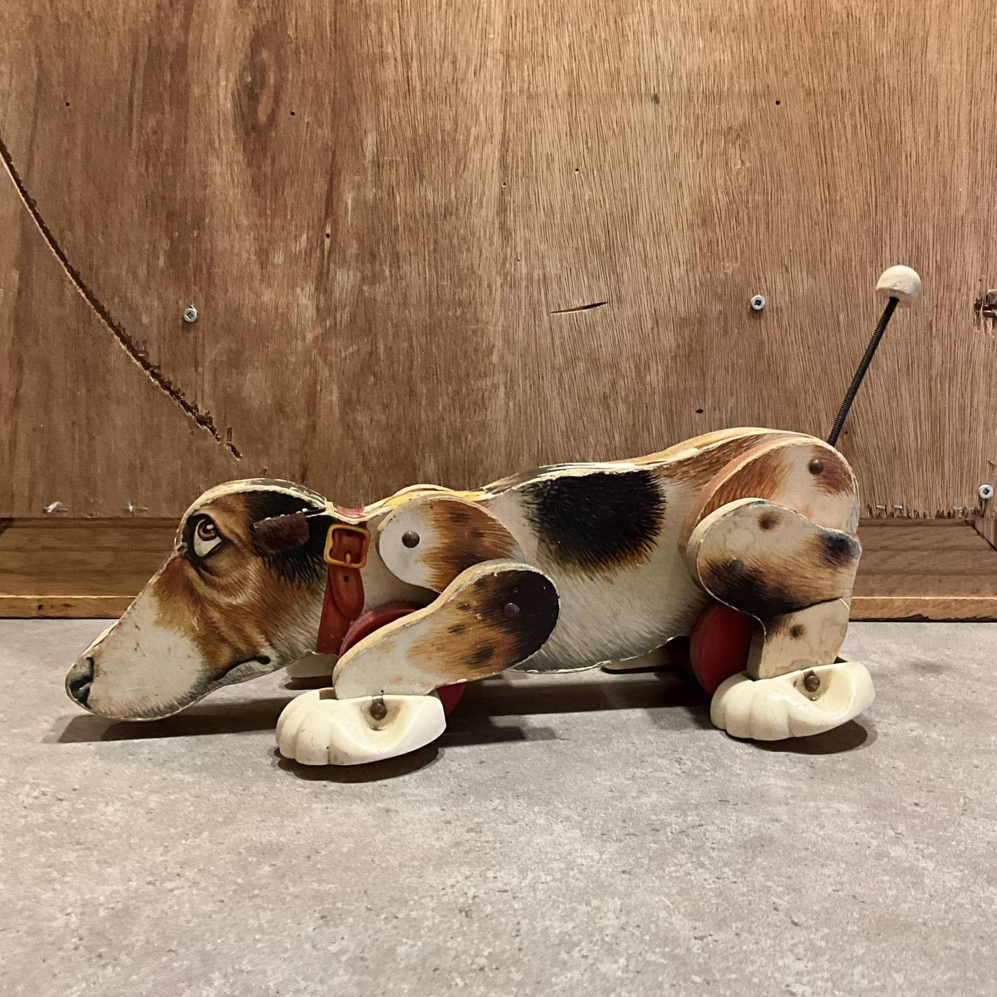 Vintage Fisher Price Snoopy Sniffer Pull Toy: Large Moving Wooden
