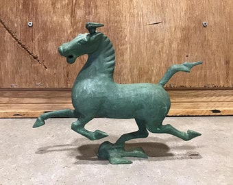 Heavenly Flying Horse of Han/Replica of an Antique Chinese Horse/ Green Metal Figurine