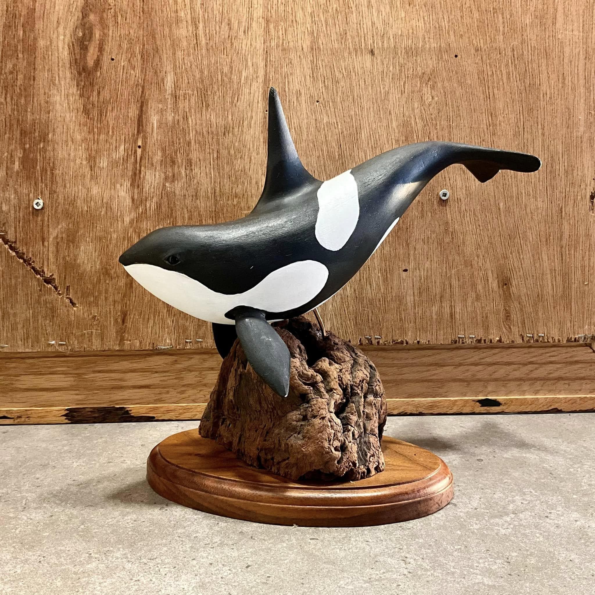 Orca Sculpture: Vintage Ocean Decor on Wood Base - Etsy