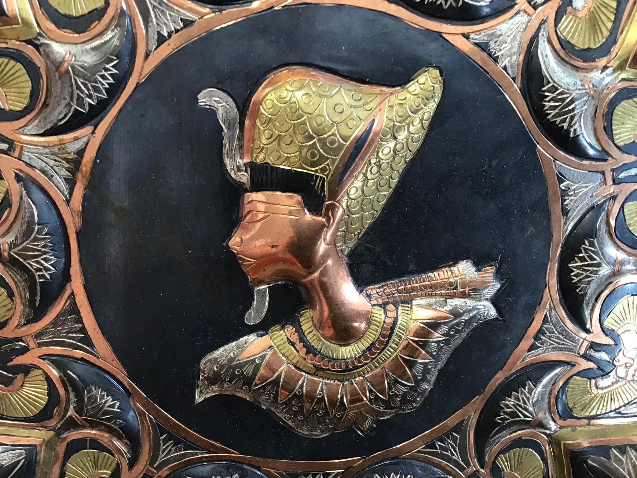 Vintage Etched Copper Egyptian Wall Plate - 11.9