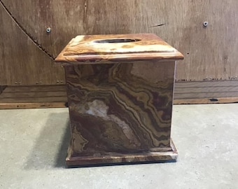 Marble Tissue Box Cover Genuine marble with natural variations
