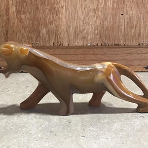 Vintage Onyx stone carved panther figurine, Wild Animal Statue