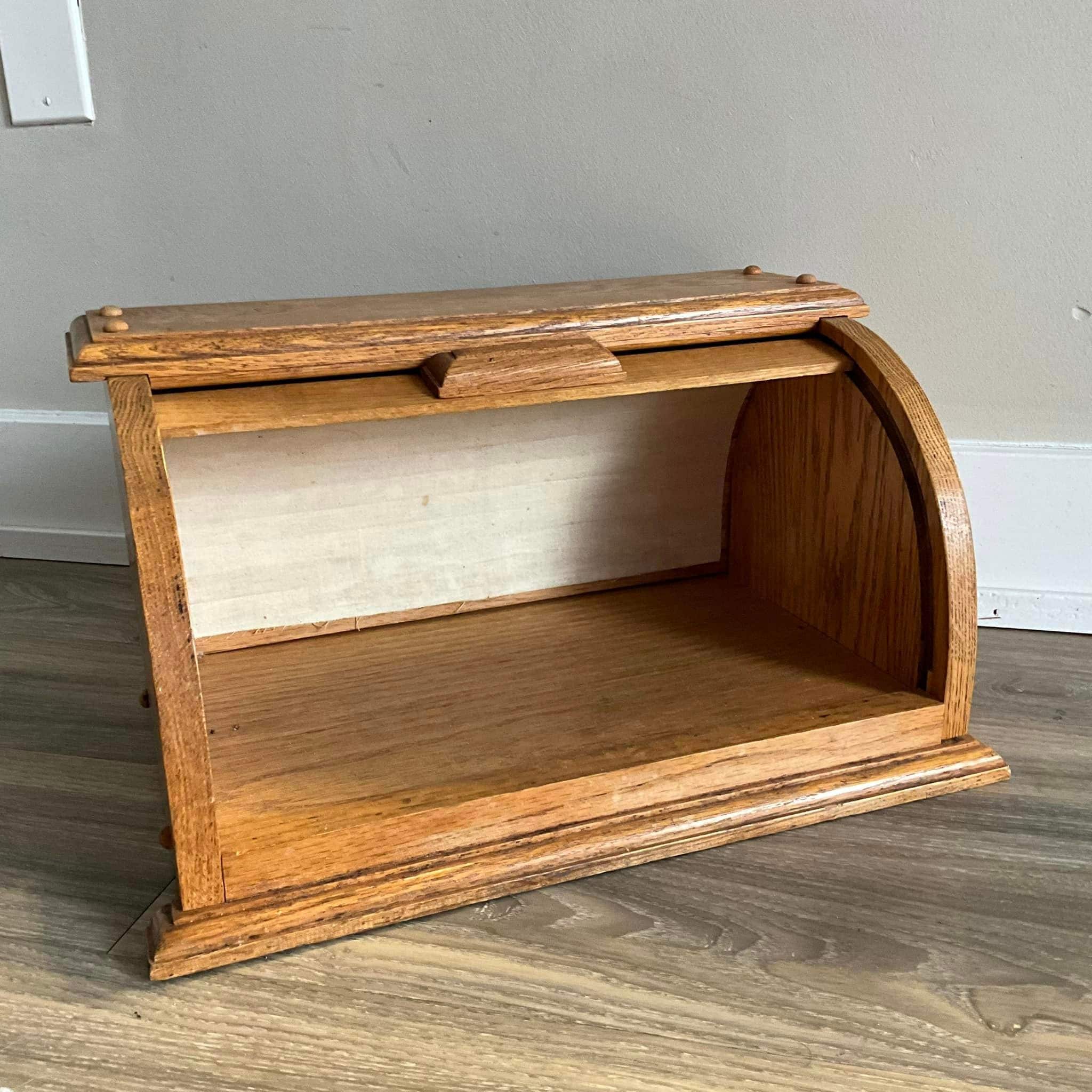 ヴィンテージ ロールトップ 木製ブレッドボックス - カナダ製 - Etsy 日本