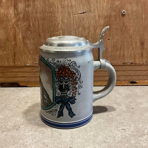 Alter Bierkrug Gruss aus München Bierkrug mit Zinndeckel - Made in Germany