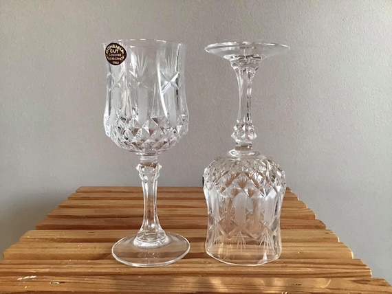 2 BOHEMIA Genuine Cut Crystal ITALY Wine Glasses Perfect Addition  