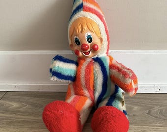 Clown Harlequin Venice Carnival Ceramic Figure, Vintage Harlequin Doll in Gold Red Pierrot Clown Jester Home Decor