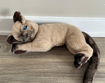 Vintage Merrythought Siamese Cat, Rare Made in England Ironbridge Shropshire Plush, Blue Eyed Mohair Kitty, Authentic British Heritage Toy