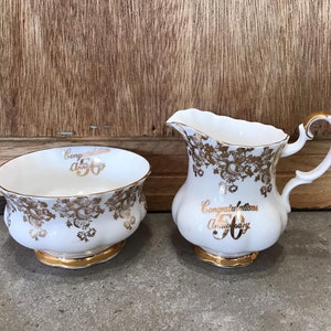 Vintage Royal Albert 50th Anniversary Creamer and Sugar Bowl Set