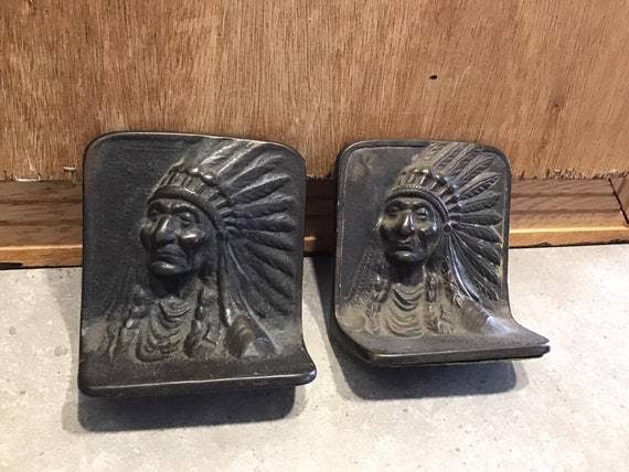 Antique Figural Indian Chief/native American Bronze Tone