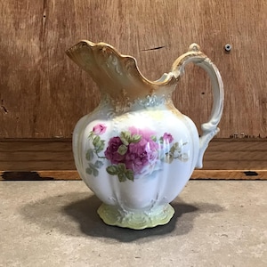 Antique Royal Semi Porcelain Wood & Son Pitcher Floral Made in England 1891-c.1907