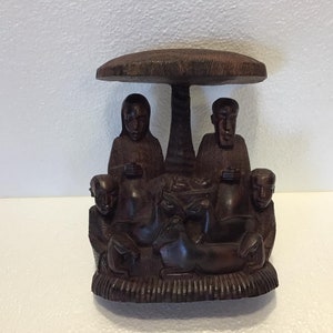 Vintage African Carved Ebony Figure, Wooden Home Decor