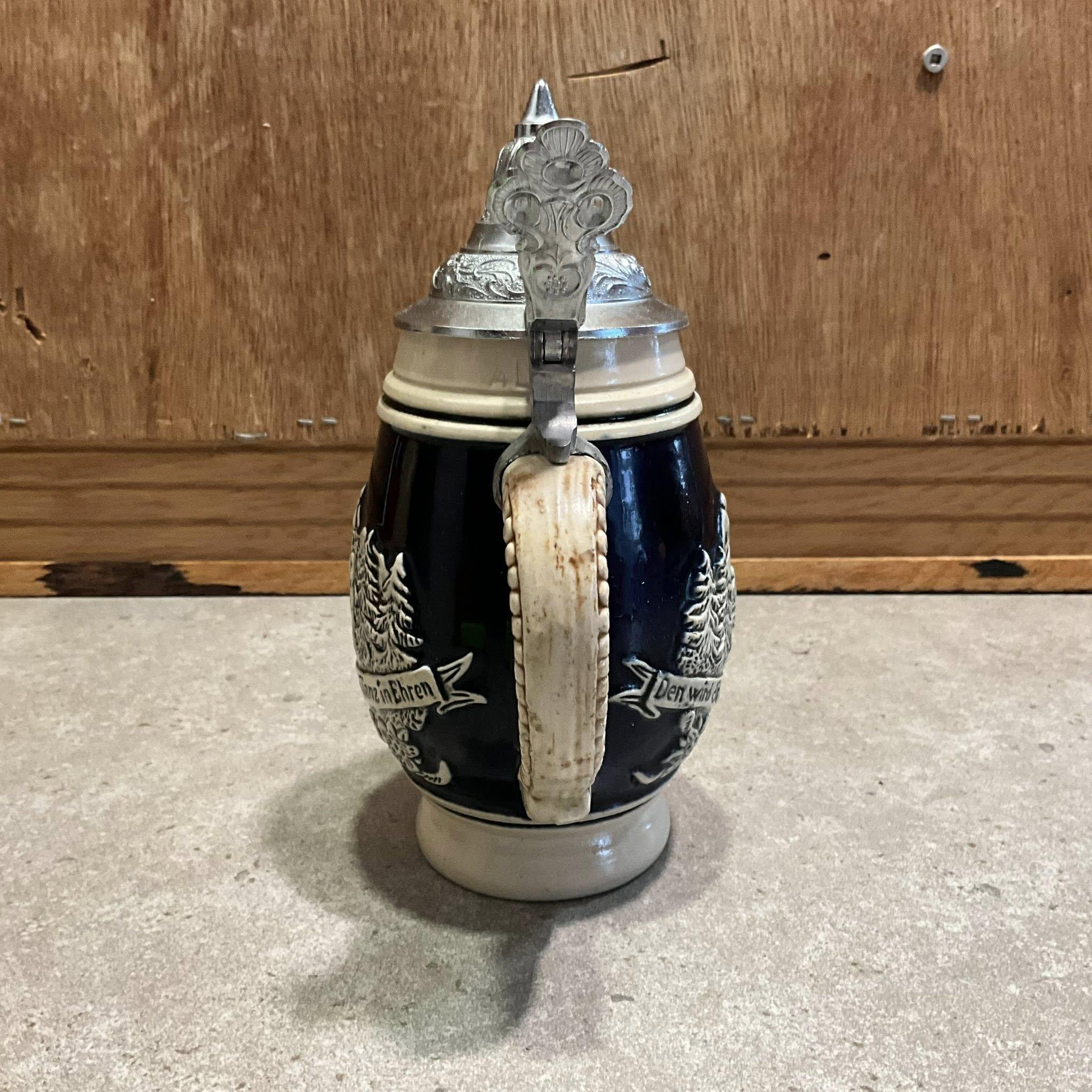 ヴィンテージ ドイツ製 蓋付きビールジョッキ 装飾バーウェア 