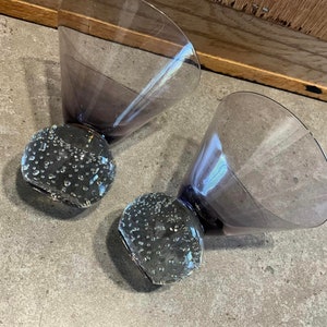 Vintage Purple Cocktail Glasses with Bubble Base
