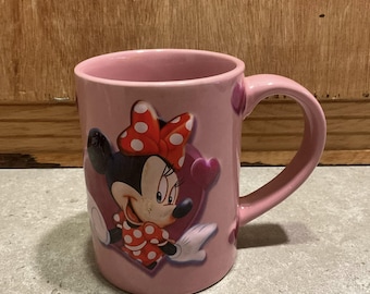 Tasse à café Minnie Mouse en céramique rose en relief Disney Jerry Leigh 3D
