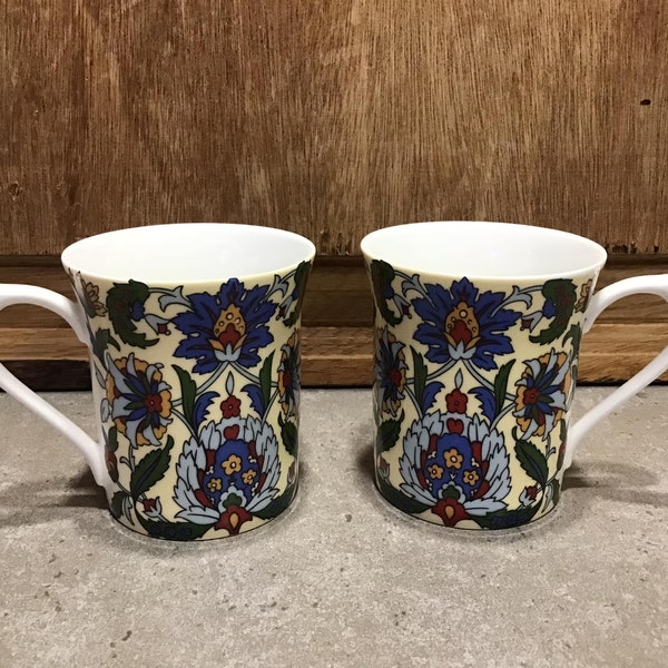 2 Regal Heritage by Queens England Fine Bone China Coffee Mugs Set of two Floral