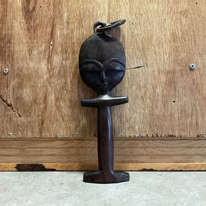Ashanti sculptuur, vintage gesneden hout Ashanti vruchtbaarheid pop sculptuur beeldje 10" hoog