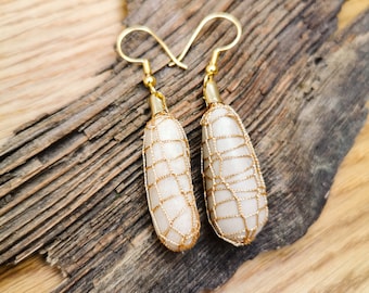 Earrings - Stoneling - GOLD - Stones knitted - River stones - Stone ornaments - Engars Stones