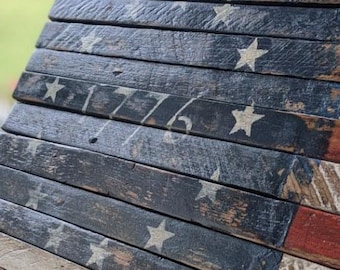 Large Tobacco Stick American Flags, Wooden Flags, Rustic Flags