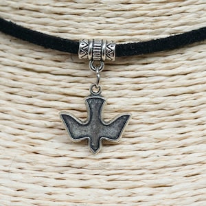 Bird Necklace  Cord Choker  Pendant Necklace  Animal Pendant  Vegan Choker  Dainty Jewelry  Unisex Necklace  Christmas Gift