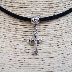 Kruisketting hanger choker koord ketting religieuze sieraden christelijke ketting zwarte suède ketting Unisex ketting