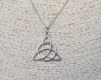 Celtic Knot Necklace  Chain Choker  Trinity Choker  Pendant Necklace  Silver Necklace  Long Necklace  Triquetra Necklace