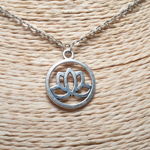 Lotus Flower Necklace  Chain Choker  Dainty Necklace  Meditation Jewellery  Silver Choker  Christmas Gift  Unisex Jewellery
