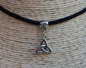 Celtic Knot Choker, Ethnic Symbol Silver Pendant Necklace