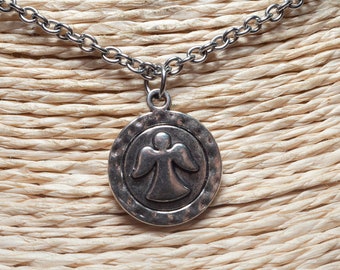 Angel Coin-ketting, zilveren kettingchoker, Guardian-sieraden
