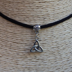 Celtic Knot Necklace  Ethnic Symbol Choker  Cord Necklace  Trinity Choker Silver Pendant Necklace  Everyday Choker  Unisex Jewelry