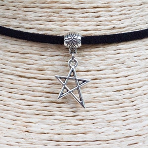 Star Necklace  Cord Choker  Pendant Necklace  Silver Star Necklace  Boho Choker  Star Jewelry  Unisex Jewelry  Christmas Gift