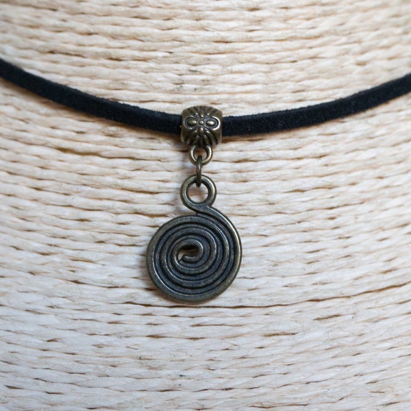 Spiral Necklace  Circle of Life  Dainty Necklace  Infinity Choker  Pendant Necklace  Ethnic Choker  Christmas Gift  Unisex Jewelry