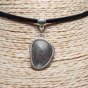 Naszyjnik z odciskiem palca, wisior, choker, naszyjnik z odciskiem palca, srebrny wisiorek, wegański naszyjnik, prezent świąteczny, biżuteria unisex