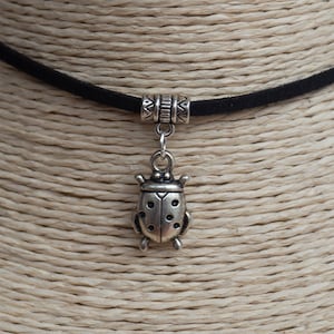 Ladybug Necklace  Good Luck Pendant  Pendant Choker  Beetle Necklace  Dainty Choker  Everyday Jewelry  Unisex Necklace  Christmas Gift
