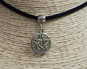 Black Velvet PENTACLE CHOKER Crystal Pagan Wiccan Wicca Gothic Choker Witch