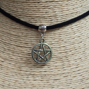 Pentagram Necklace  Pentacle Choker  Pendant Necklace  Cord Choker  Hexagon Necklace  Unisex Choker  Witch Jewelry  Best Friend Gift