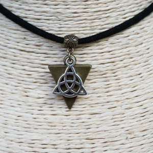 Celtic Knot Choker  Triquetra Necklace  Cord Choker  Trinity Choker  Charm Necklace  Boho Choker  Black Suede Necklace  Gift for Her